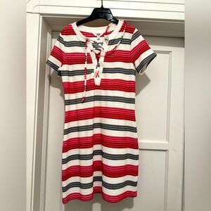 Jack BB Dakota Women's M Striped Mini Dress Lace Up Red White
